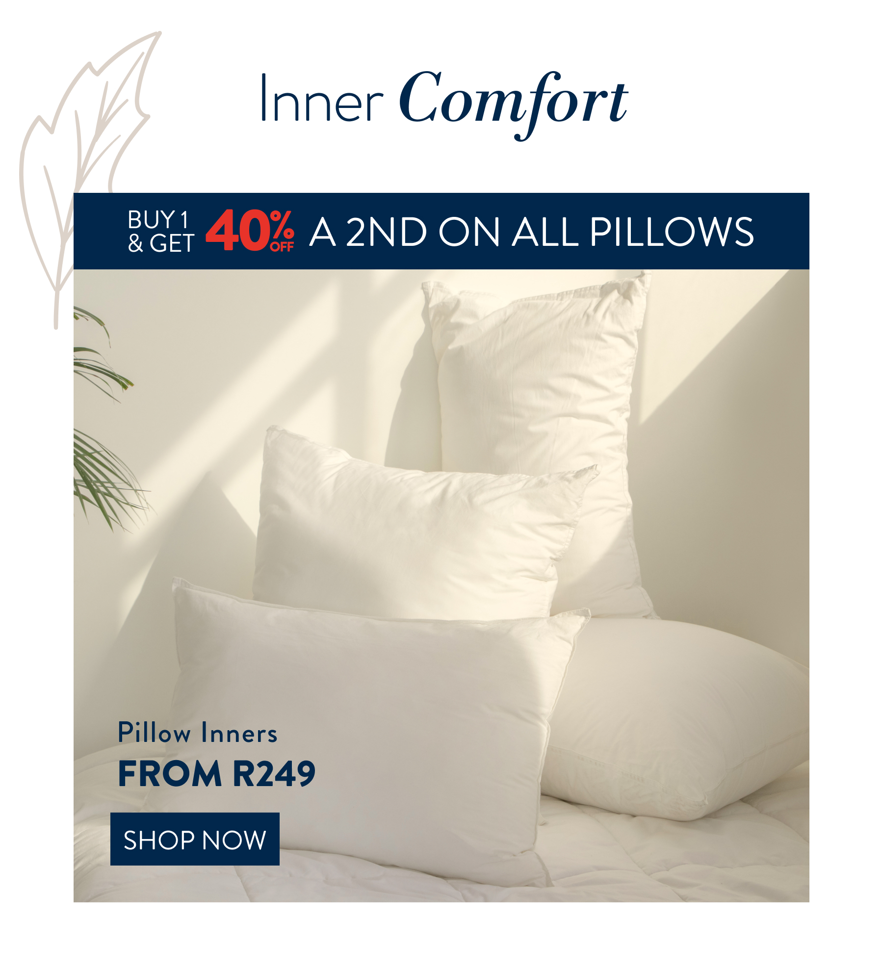 Buy 1 and get 40% On all Pillows FROM: 
