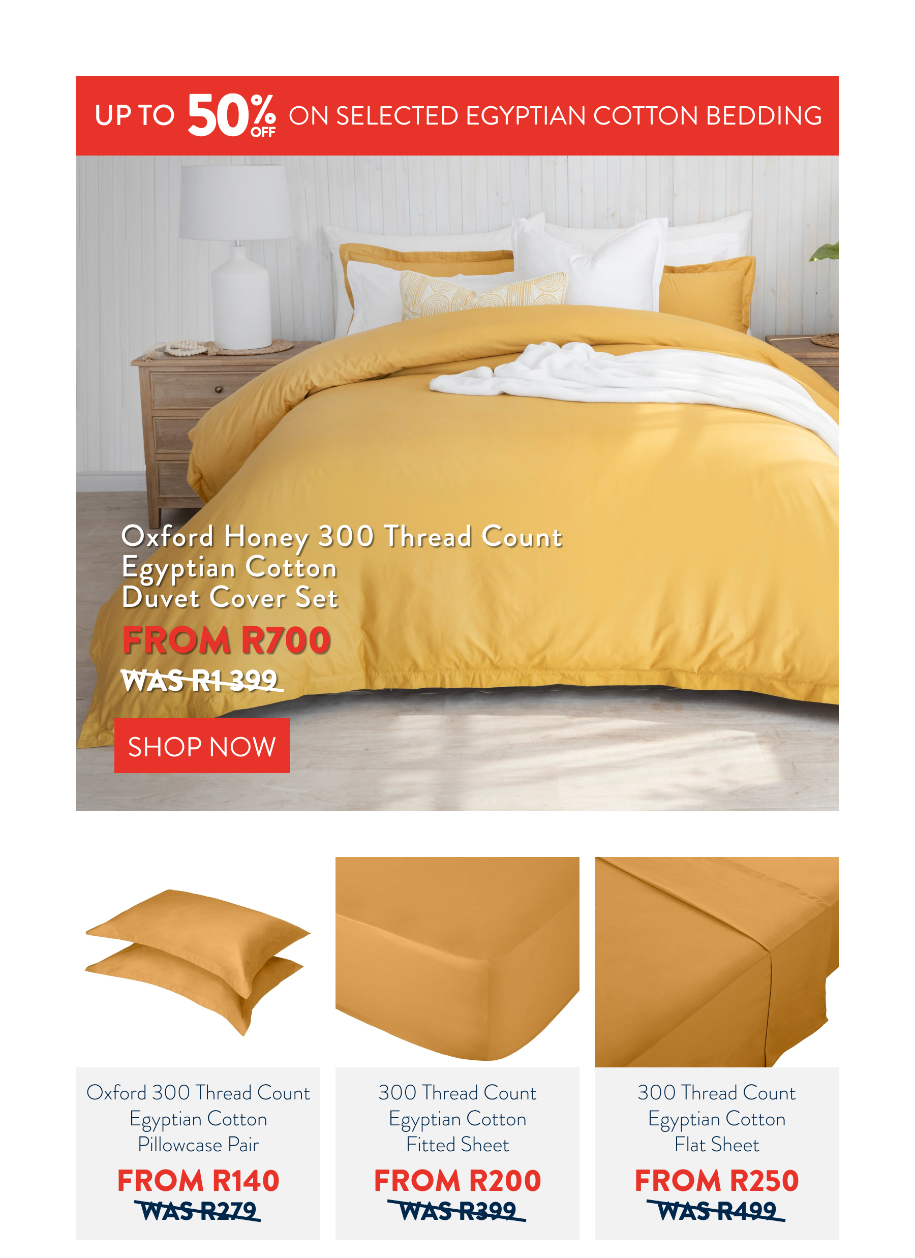 300TC Honey Bedding FROM: 