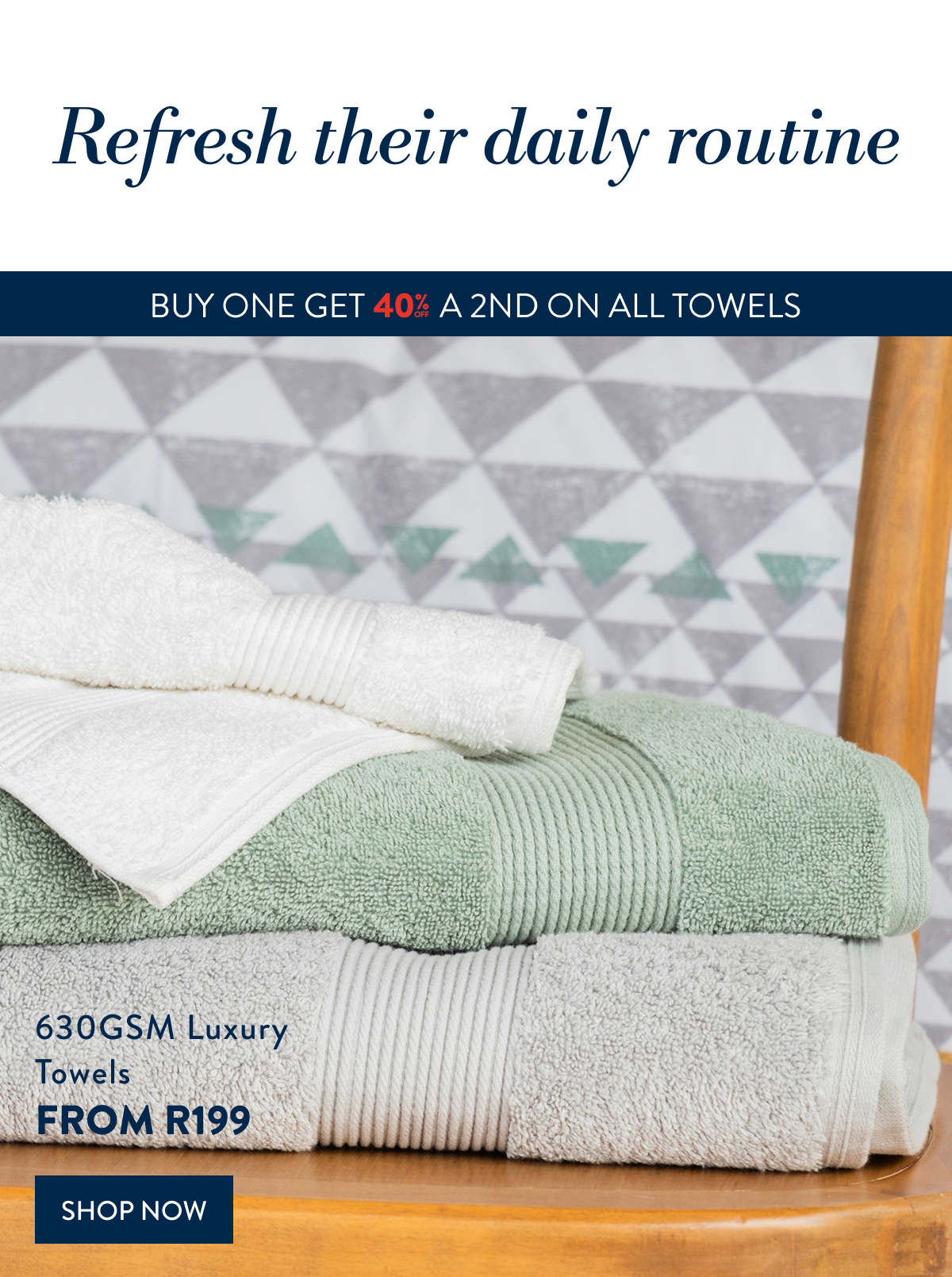 Buy 1 & Get 40% OFF a 2nd on ALL Towels FROM: 