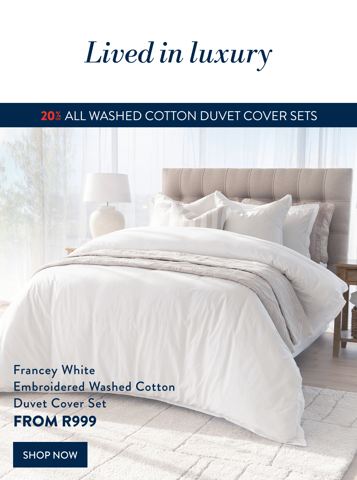 20% OFF ALL WASHED COTTON DCS