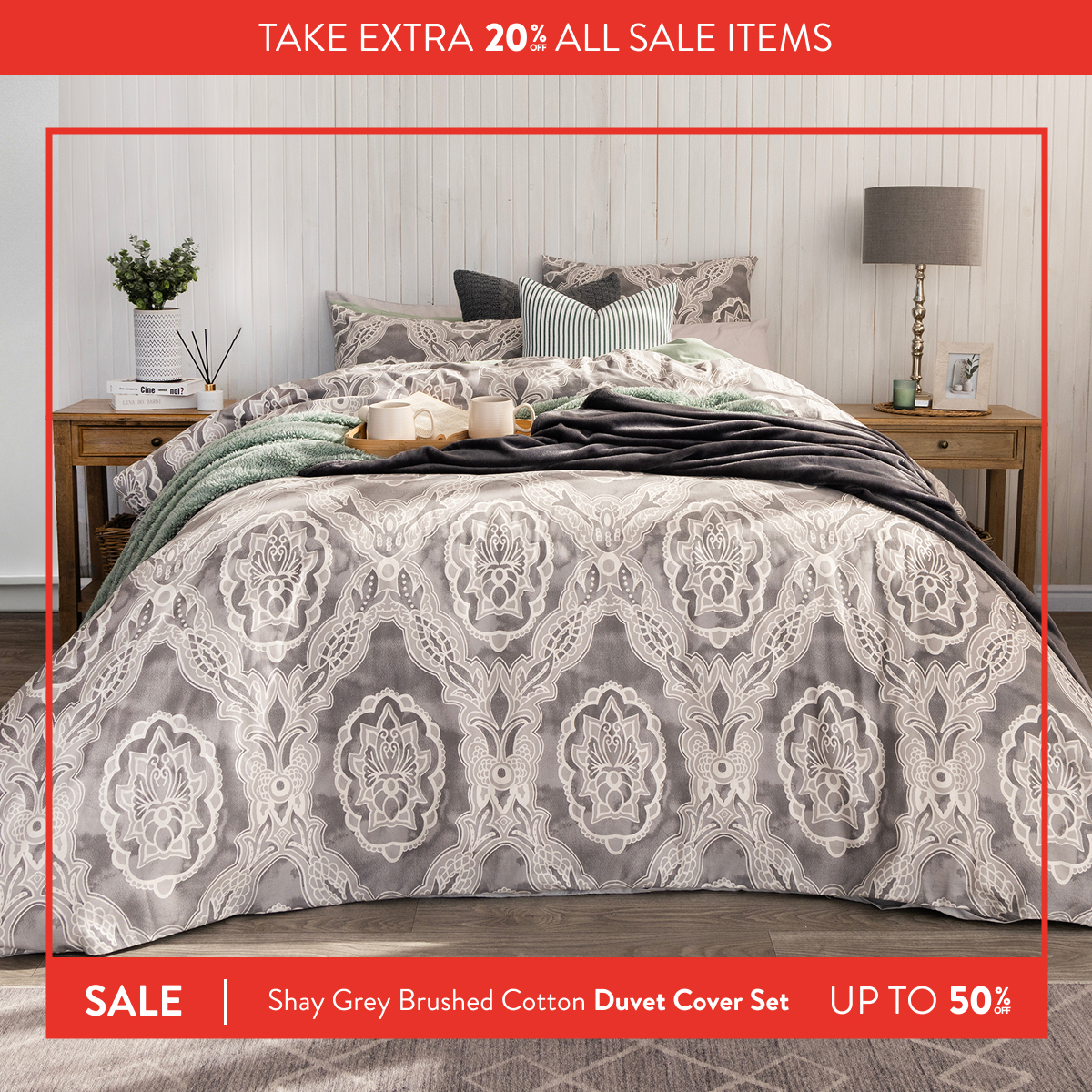 Get Extra 20% OFF Shay Grey Duvet Cover Set FROM: