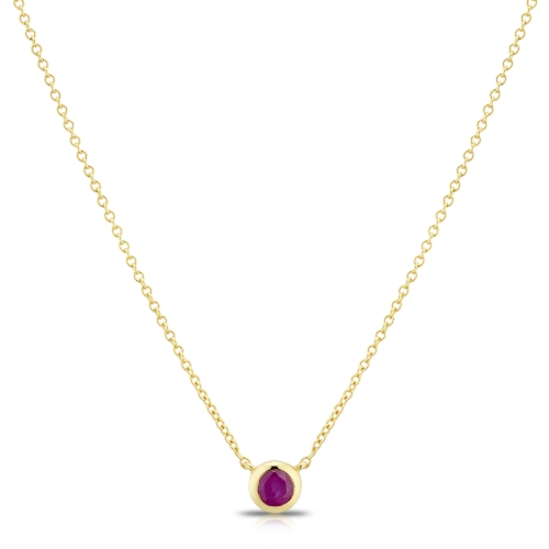 Silver 18ct Gold Vermeil Ruby Bezel Necklace