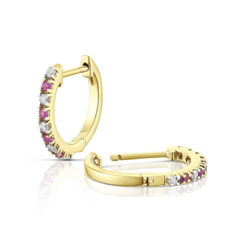 Silver 18ct Gold Vermeil Ruby 0.14ct Diamond Earrings