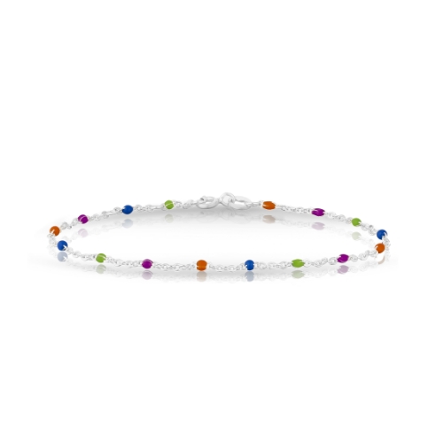 Sterling Silver Multi Colour Bead Bracelet