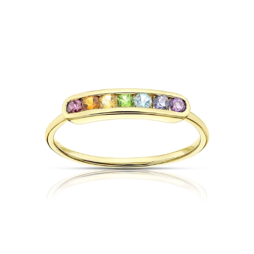 9ct Yellow Gold Multi Stone Channel Set Ring