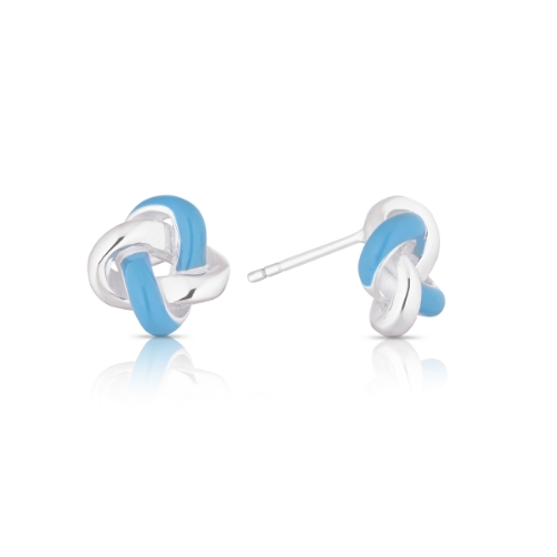 Sterling Silver Blue Enamel Knot Stud Earrings