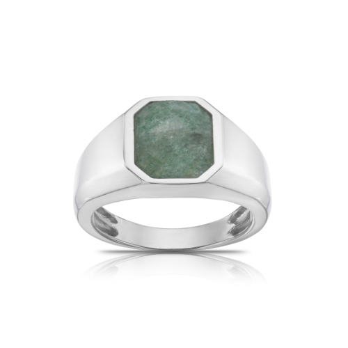 Men's Sterling Silver & Green Aventurine Ring