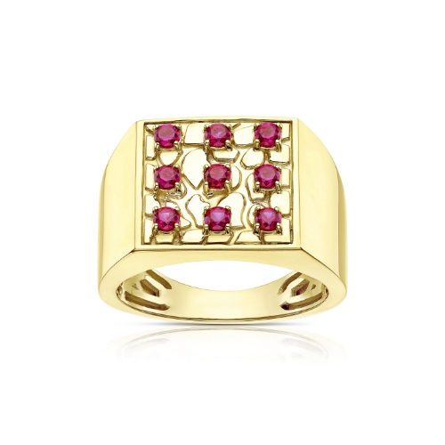 Men's Silver Gold Vermeil Cubic Zirconia Square Signet Ring