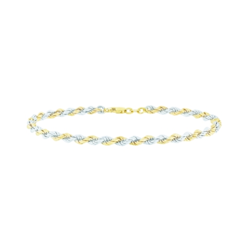 9ct Yellow & White Gold 8 Inch Rope Chain Bracelet