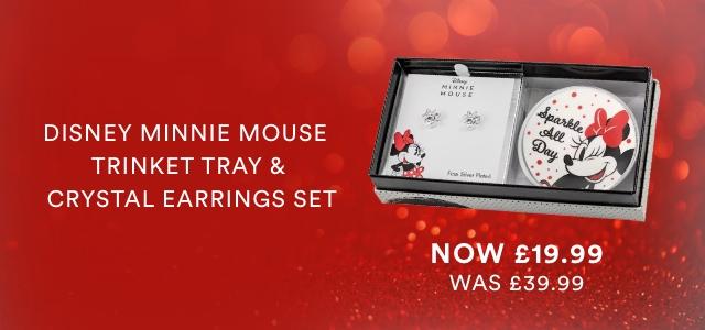 Disney Minnie Mouse Trinket Tray & Crystal Earrings Set