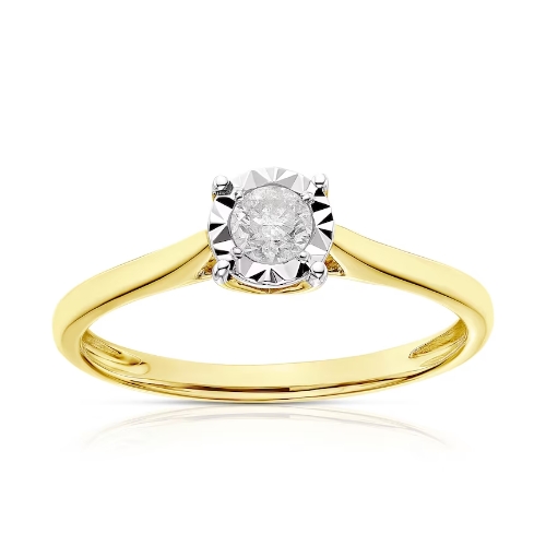 9ct Yellow Gold 0.17ct Diamond Illusion Set Solitaire Ring