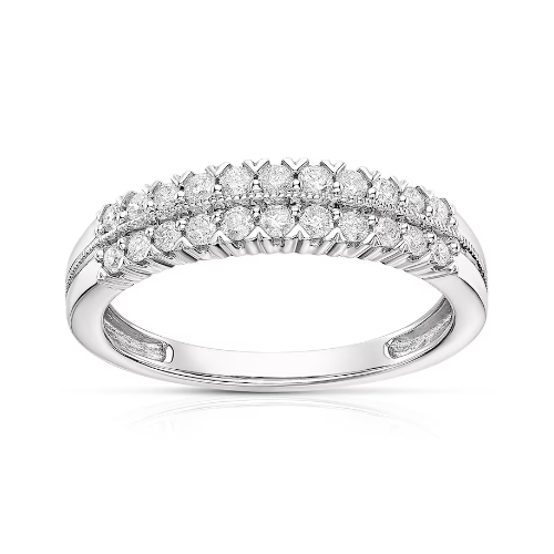 9ct White Gold Double Row 0.33ct Diamond Eternity Ring