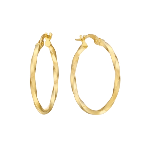 9ct Yellow Gold Twist Hoop Earrings