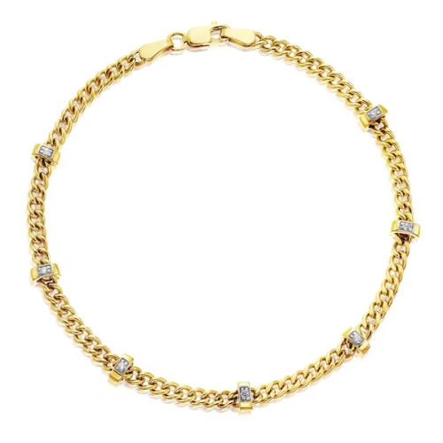9ct Yellow Gold Cubic Zirconia Curb Chain Bracelet