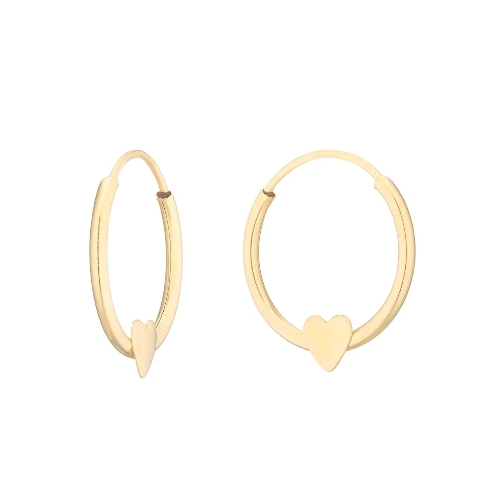 Children's 9ct Yellow Gold Heart 10mm Sleeper Earrings
