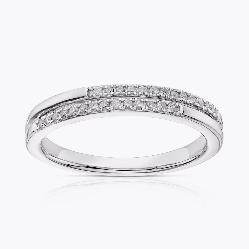 Sterling Silver 0.10ct Diamond Double Row Eternity Ring