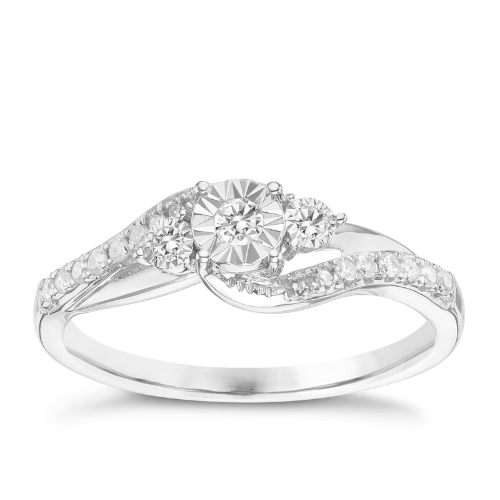 9ct White Gold 0.15ct Total Diamond Solitaire Ring