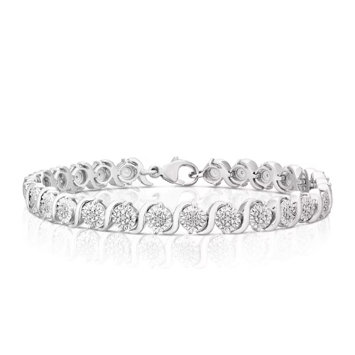 Sterling Silver 0.10ct Diamond Illusion Tennis Bracelet