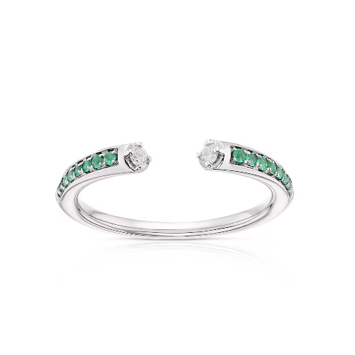 Sterling Silver Emerald Diamond Eternity Ring