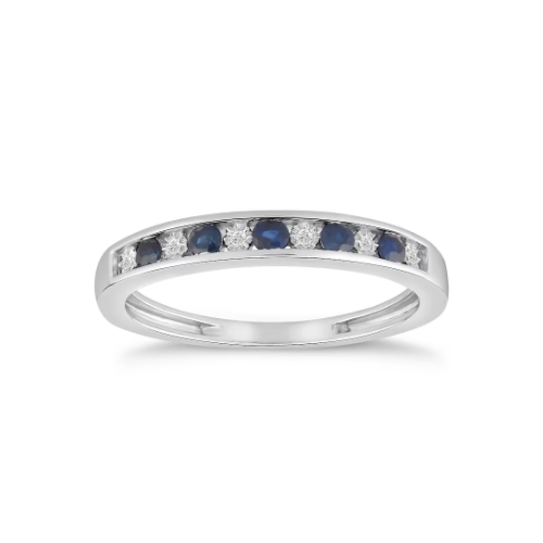 9ct White Gold Sapphire & Diamond Eternity Ring