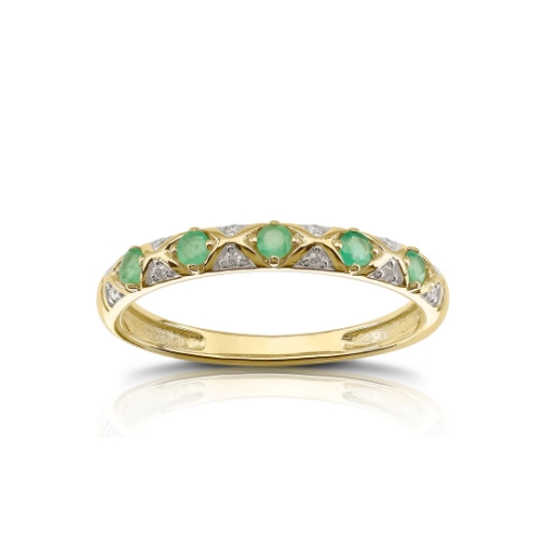 9ct Yellow Gold Diamond & Emerald Eternity Ring