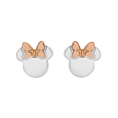 Disney Minnie Mouse Silver & Rose Gold Plated Stud Earrings