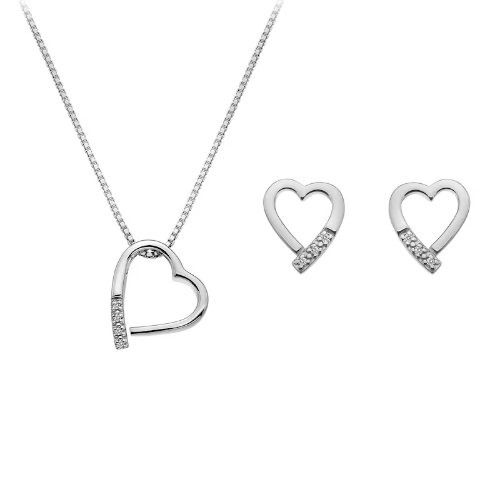 Hot Diamonds Silver & Diamond Heart Earring & Pendant Set