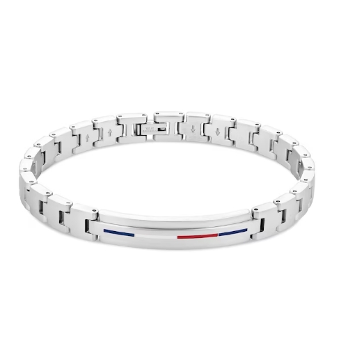 Tommy Hilfiger Logo Silver Tone Icon ID Bracelet