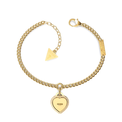 Guess Yellow Gold Plated Crystal Heart Bracelet