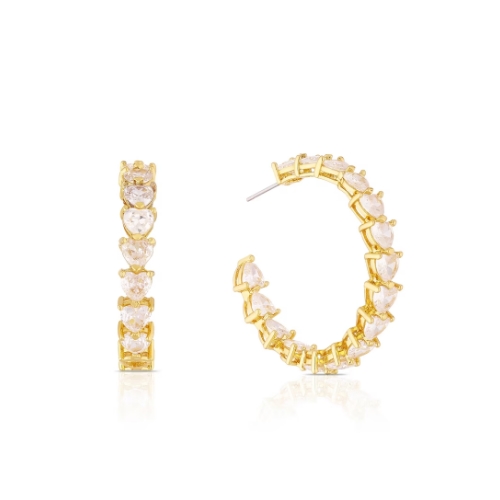 Gold Plated Cubic Zirconia Large Hoop Earrings