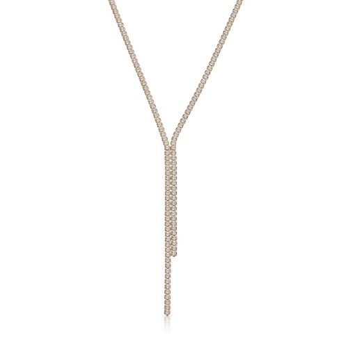 Gold Plated Cubic Zirconia Drop Pendant Necklace