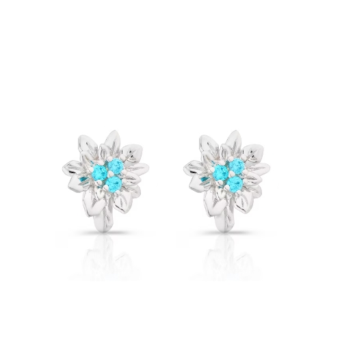 Sterling Silver CZ Holly December Birth Month Stud Earrings