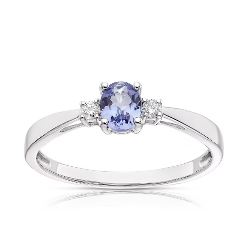 9ct White Gold Tanzanite & Diamond Ring