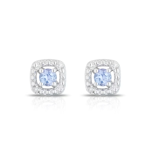 Silver Diamond & Tanzanite December Birthstone Earrings