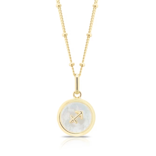 Sterling Silver & 18ct Gold Plated Vermeil Mother Of Pearl Sagittarius Pendant