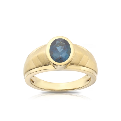 Men's Sterling Silver & 18ct Gold Plated Vermeil Blue Topaz Ring