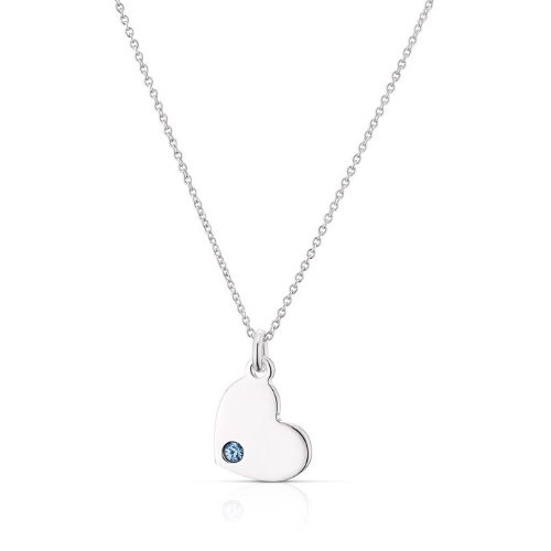 Children's Sterling Silver November Light Blue Crystal Heart Pendant Necklace