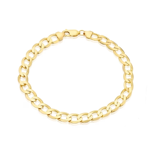 9ct Yellow Gold 9'' Solid Curb Chunky Chain Bracelet