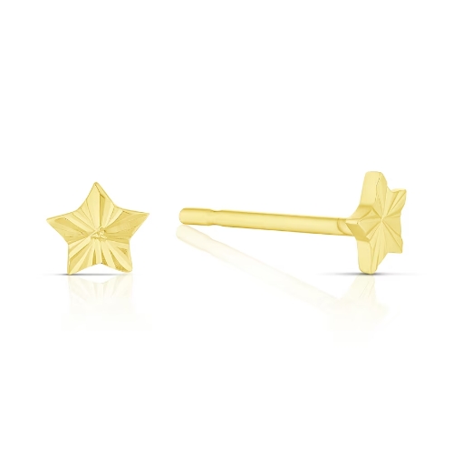 Children's 9ct Yellow Gold Diamond Cut Star Stud Earrings