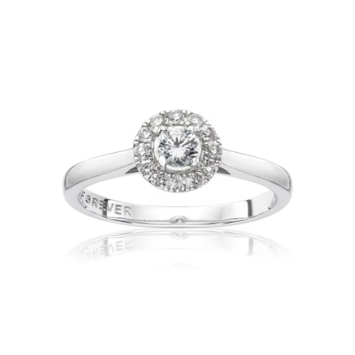 The Forever Diamond 18ct White Gold Round Halo 0.25ct Total Ring