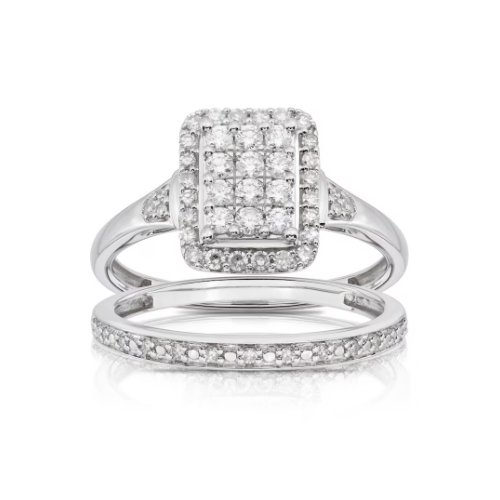 Perfect Fit 9ct White Gold 0.40ct Total Diamond Bridal Set