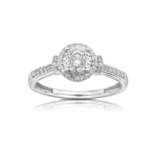 9ct White Gold 0.33ct Total Diamond Round Halo Ring