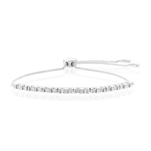 Sterling Silver Diamond Tennis Bolo Bracelet