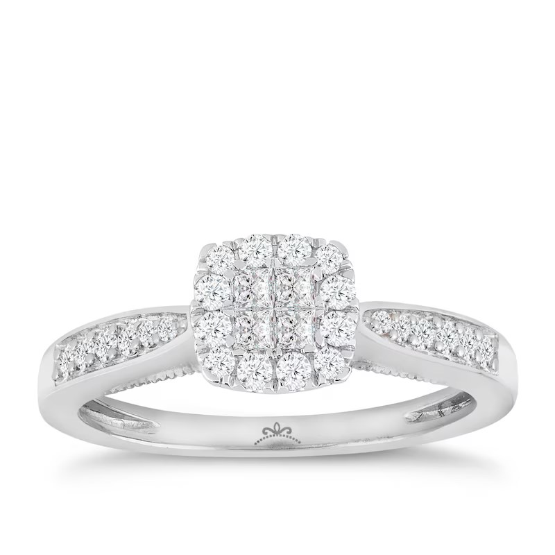 Princessa 9ct White Gold 0.33ct Diamond Cluster Ring
