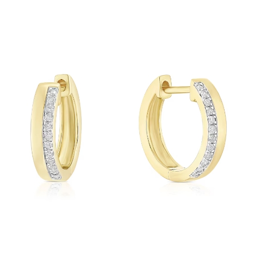 9ct Yellow Gold 0.15ct Diamond Hoop Earrings