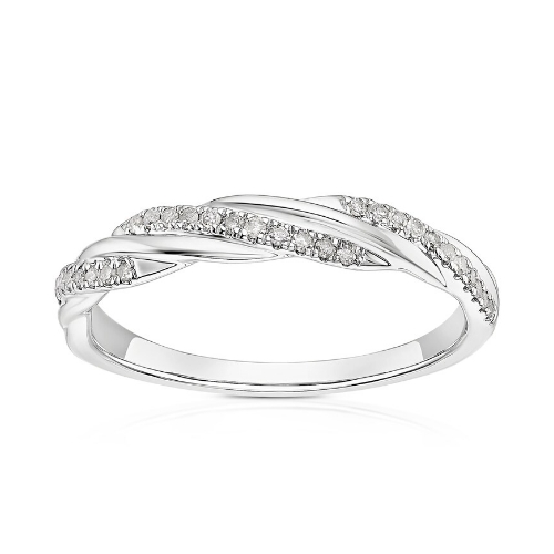 9ct White Gold 0.12ct Diamond Twist Eternity Ring