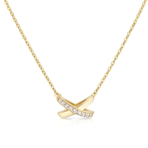 9ct Yellow Gold Cubic Zirconia Kiss Pendant Necklace