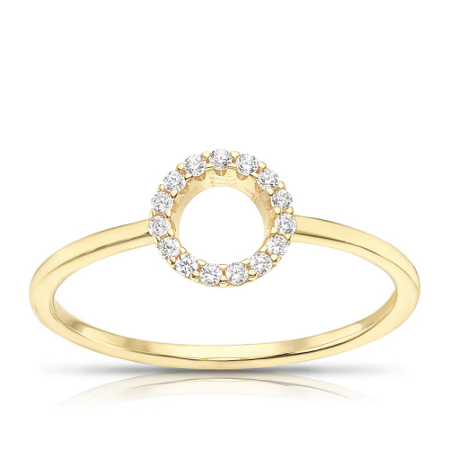 9ct Yellow Gold Cubic Zirconia Open Circle Ring