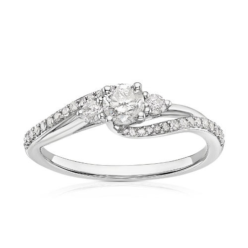 9ct White Gold 0.40ct Diamond Twist Trilogy Ring
