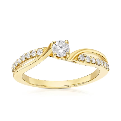 9ct Yellow Gold 0.33ct Diamond Twist Solitaire Ring